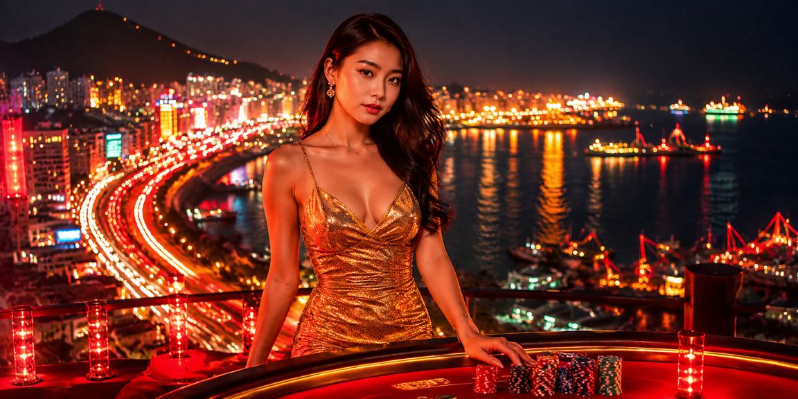 Màn hình slots neon rực rỡ tại khu vực giải trí Vũng Tàu về đêm